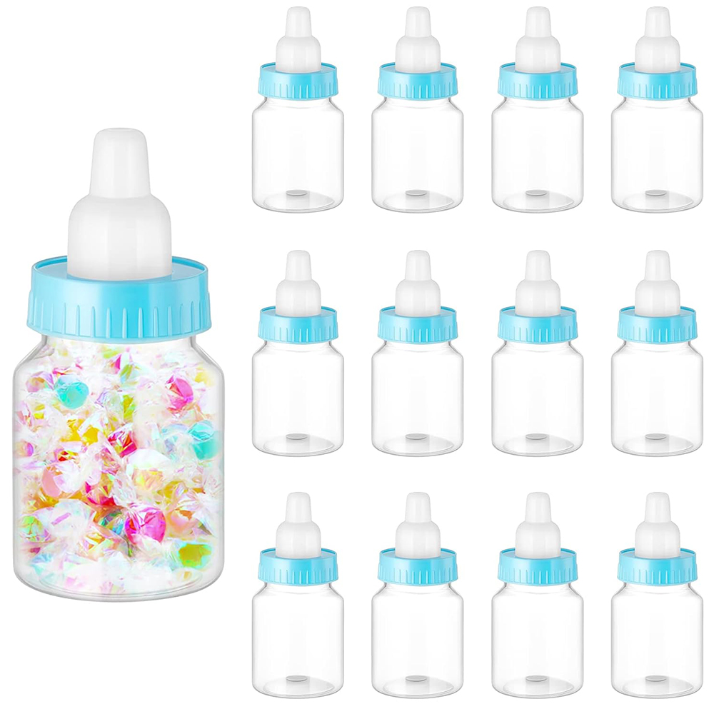 Baby Food Stuff - 12 ชิ้นขวดนมเด็กอาบน้ําพลาสติกขวดขนมมินิขวดนมสําหรับวันเกิดทารกฝักบัวของขวัญตกแต่ง