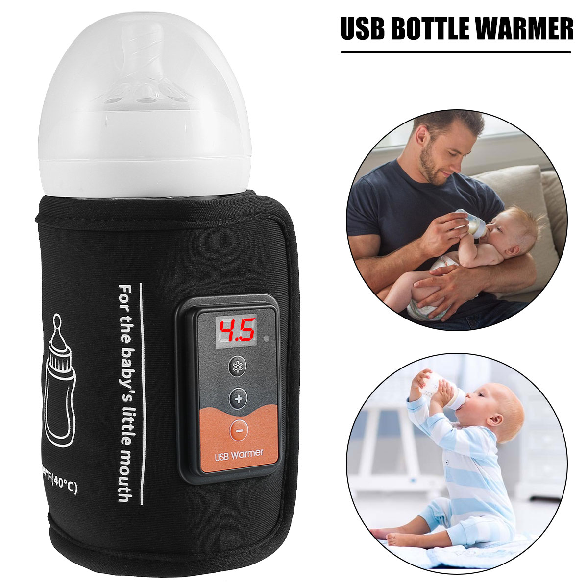 Baby Food Stuff - เครื่องอุ่นขวดนม USB ขับเคลื่อนเครื่องทําความร้อนขวดนมพร้อมอุณหภูมิความร้อนที่ปรับได้ถุงฉนวนความร้อนแบบพกพา