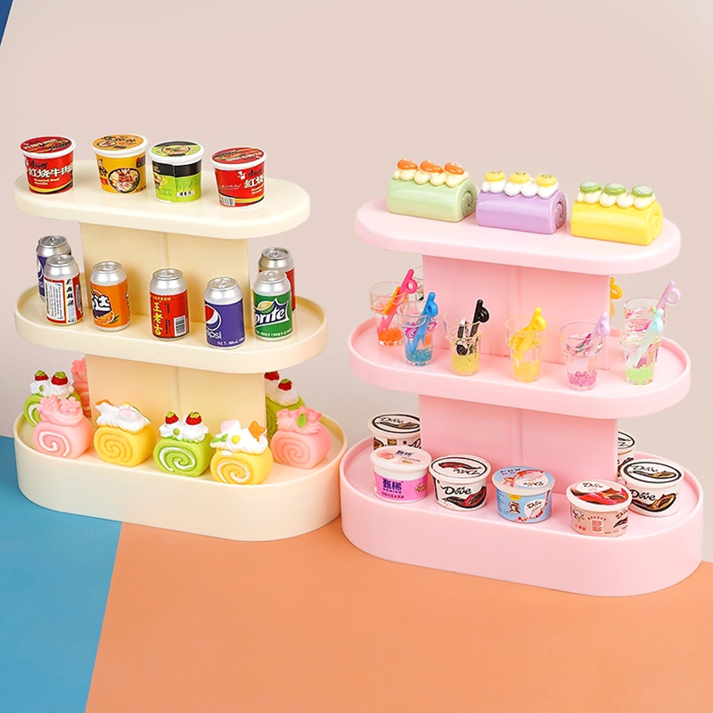 Baby Food Tracker - บ้านตุ๊กตา1:12วางโชว์อาหาร rak Toko สำหรับคุณแม่ร้านเบเกอรี่เค้กซูเปอร์มาร์เก็ตร้านสะดวกซื้อโมเดลเด็กคลอดบุตร
