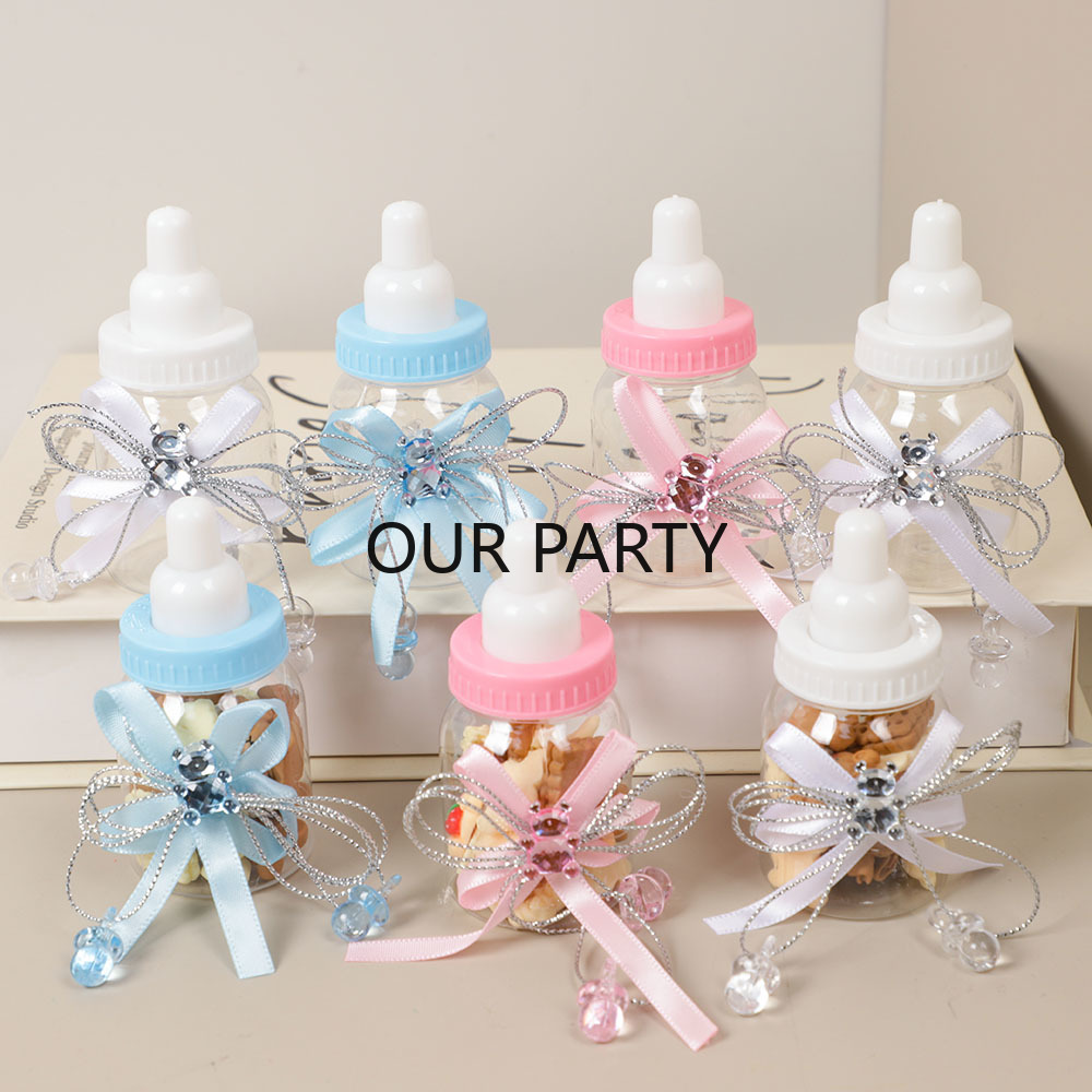 Baby Food Stuff - 6/12 ชิ้นพลาสติกขวดนมหมี Candy กล่องโบว์ Baby Shower