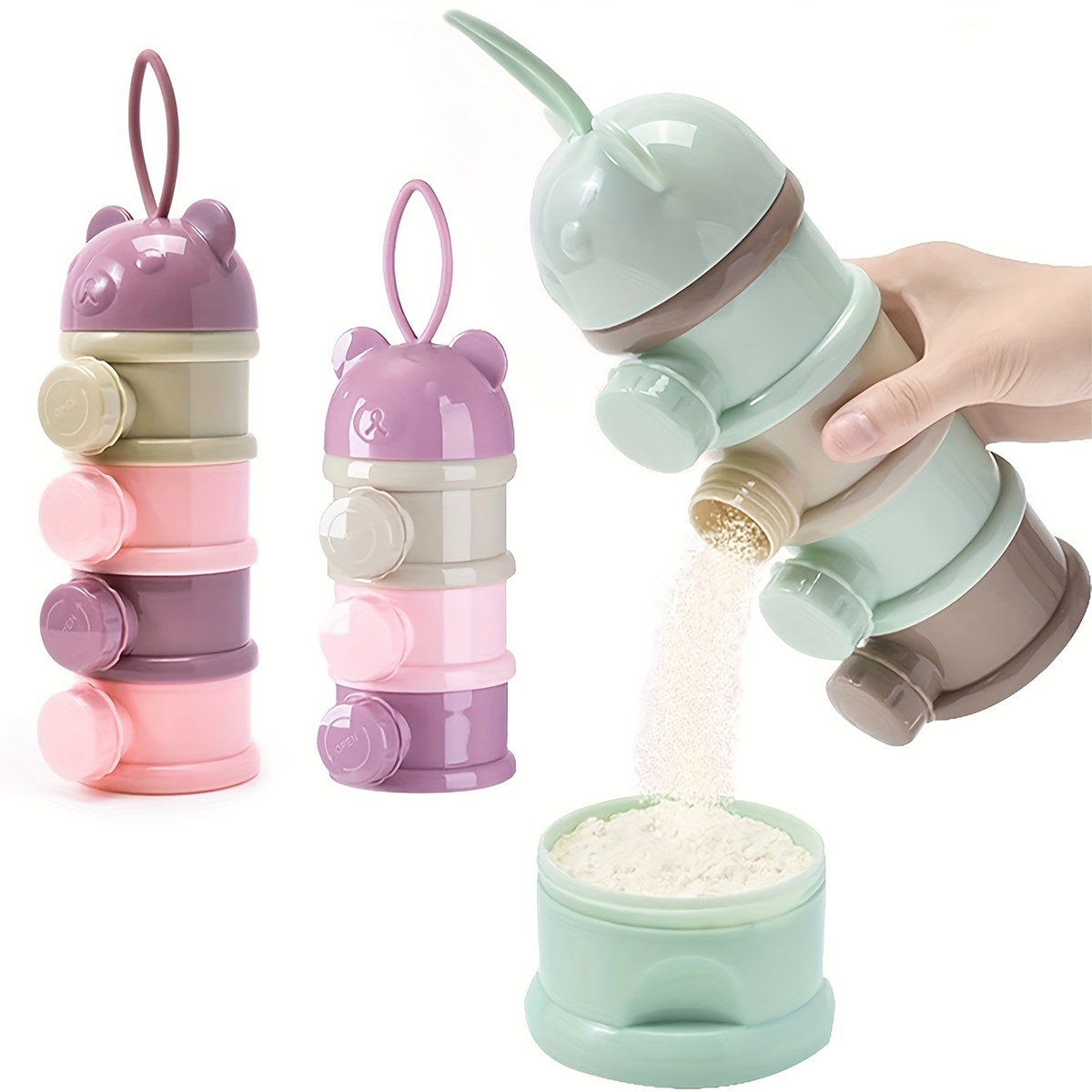 Baby Food Stuff - ภาชนะใส่นมผงเด็กความจุขนาดใหญ่พร้อมสายรัด, เครื่องจ่ายสูตรอาหารสําหรับทารก, กล่องเก็บอาหารแบบวางซ้อนกันได้, กล่องขนมแบบพกพา