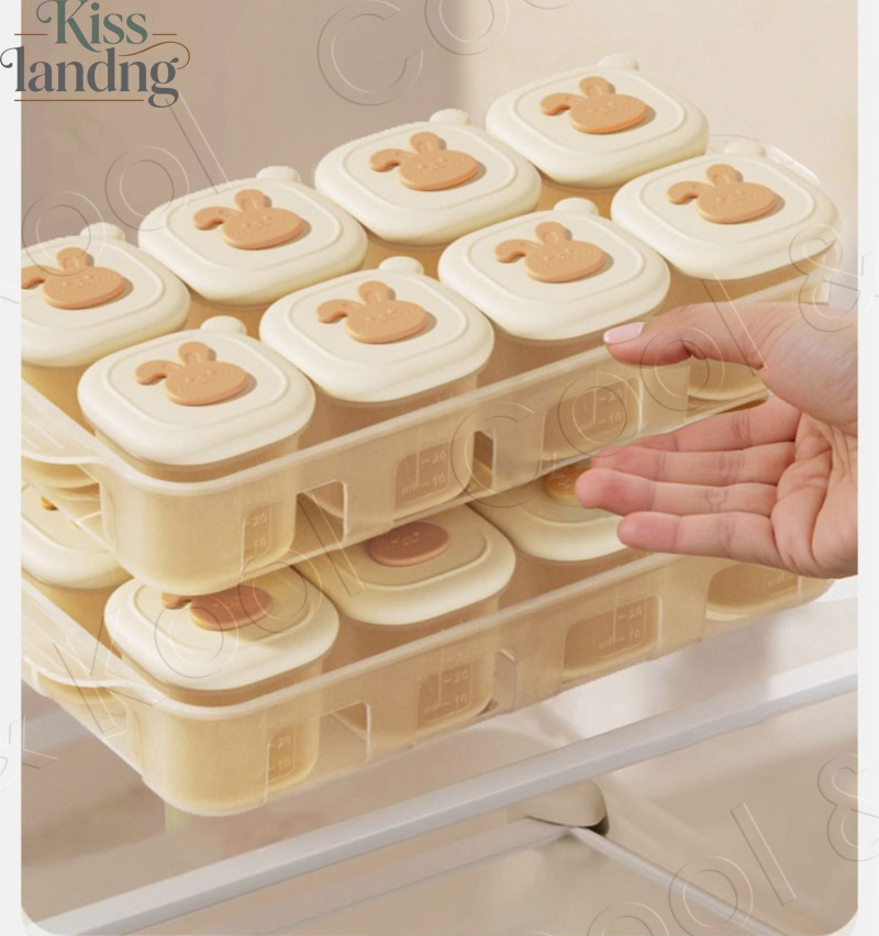 Baby Food Gerber - ภาชนะเก็บอาหารเด็กพร้อมฝาปิด รวมถึงแม่พิมพ์เค้กแบบนึ่งและถาดน้ำแข็งสำหรับอาหารทารก