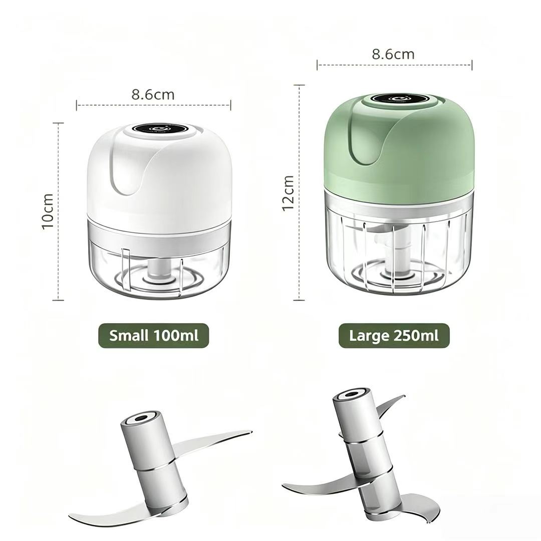 Baby Food With Meat - เครื่องบดกระเทียมไฟฟ้าแบบชาร์จ USB 23W ขนาด 100 มล./250