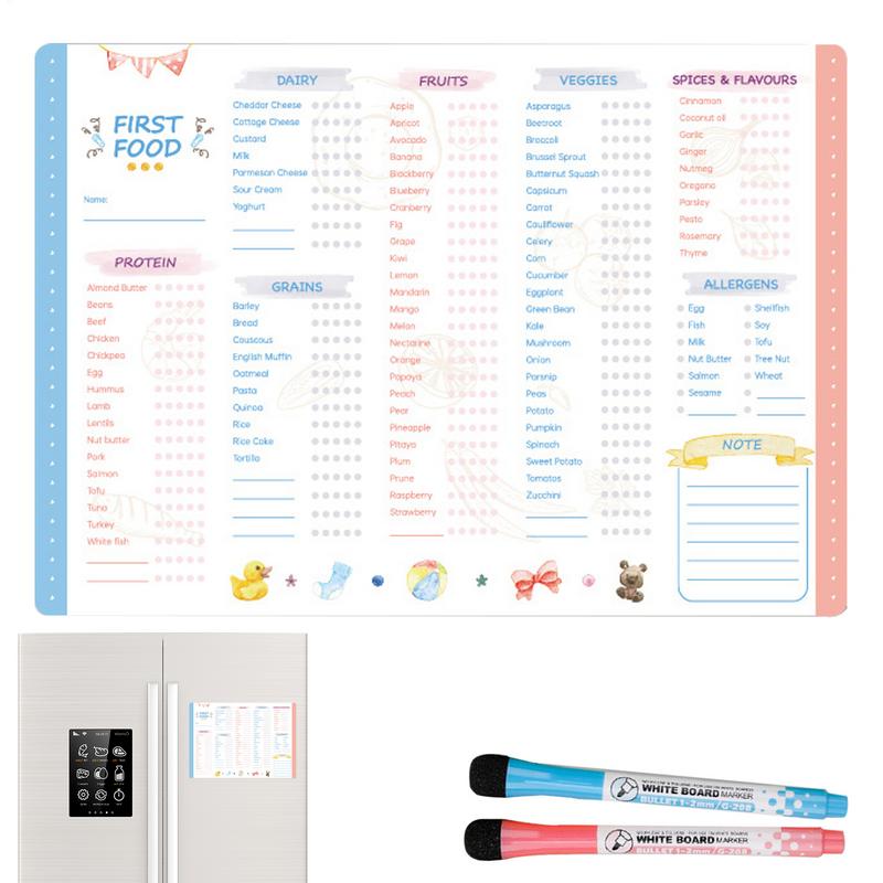 Baby Food Tracker - Baby First Foods Checklist แม่เหล็กทําซ้ําได้ Baby