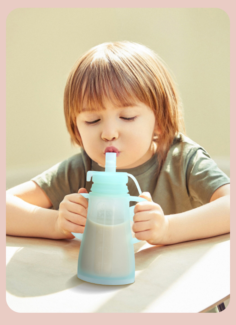 Baby Food Stuff - ถุงเก็บน้ำนมซิลิโคนแบบใช้ซ้ำได้ ป้องกันการรั่วซึม ใช้สำหรับเก็บน้ำผลไม้ ปลอดสาร BPA สำหรับขวดเก็บอาหารเด็ก
