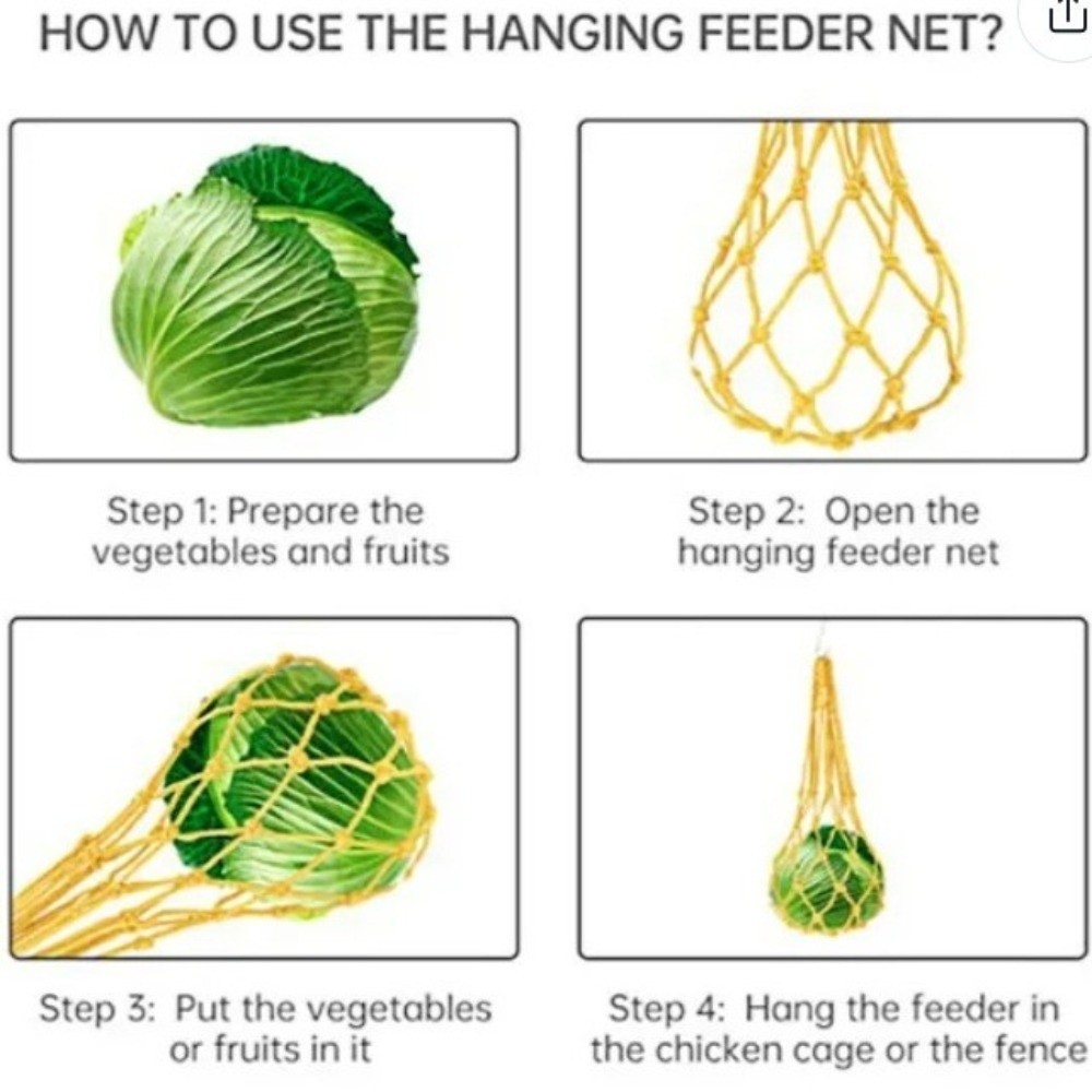 Mesh Feeder Bag - ถุงใส่อาหารไก่แบบตาข่ายไนลอนรุ่นใหม่ พร้อมตะขอ แขวนได้ ระบายอากาศได้ดี ให้อาหารอัตโนมัติ