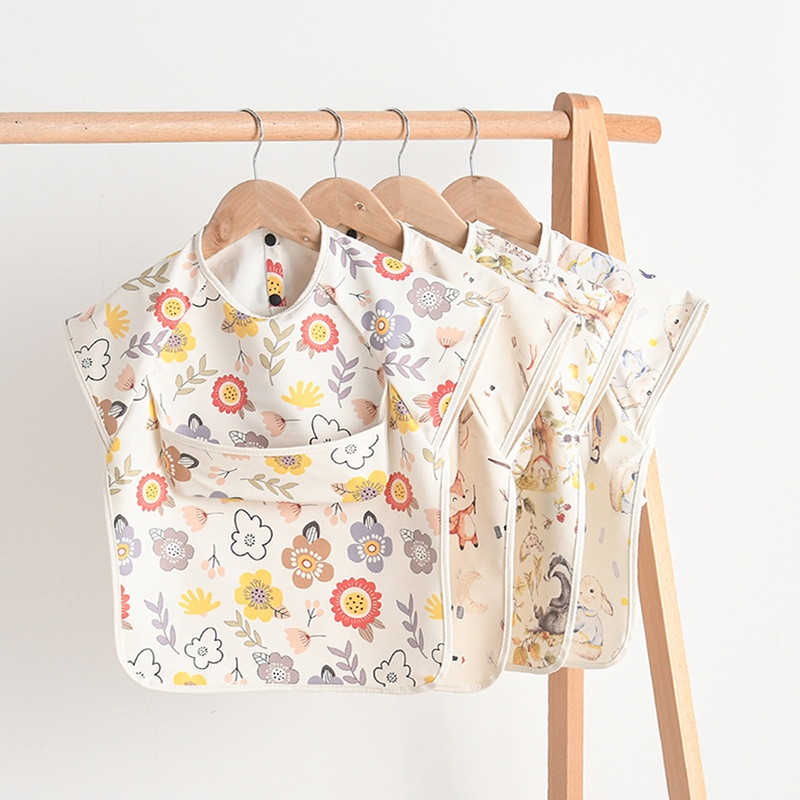 Baby Food Product - ทารกแรกเกิด Bibs เสื้อกันน้ําไม่มีแขนย้อนกลับ Dressing ทารกกินเสื้อผ้าผ้ากันเปื้อน Bib