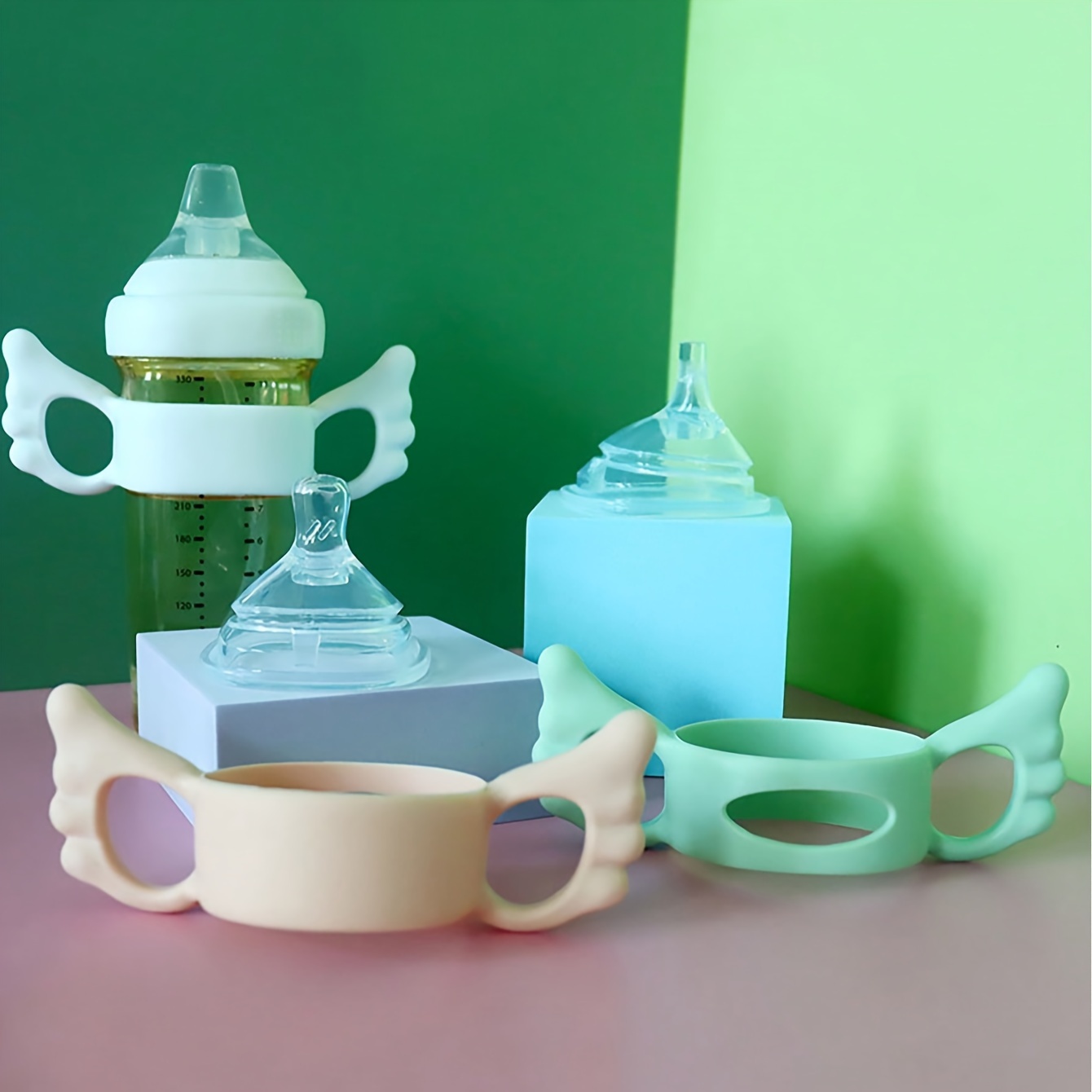 ปลอกหุ้มด้ามจับซิลิโคน 2 ชิ้น  - Baby Food Stuff บทวิจารณ์และราคา