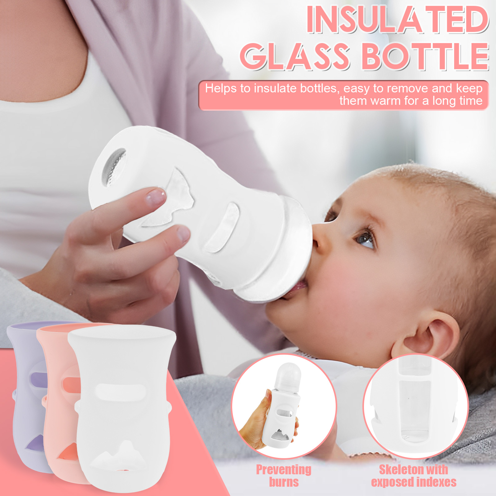 แขนซิลิโคนซิลิโคนเด็กขวดแก้วฉน - Baby Food Stuff บทวิจารณ์และราคา